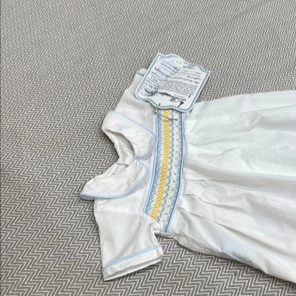 Remember Nguyen White Dress with Blue and Yellow Accents
